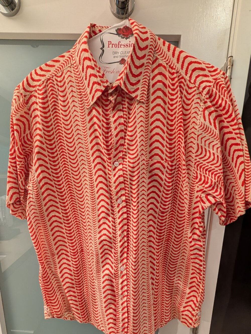 Men's Dushyant summerweight short-sleeve cotton button-up shirt, XL size